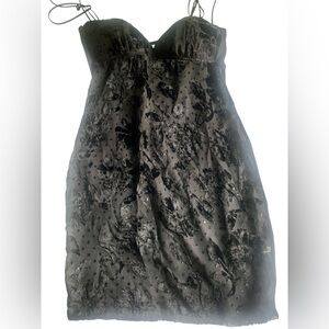 Victoria’s Secret VTG Y2K Gold Label Black Satin Velvet Slip Dress Chemise M